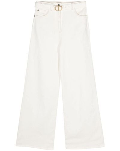 Twin Set Halbhohe Wide-Leg-Jeans - Weiß