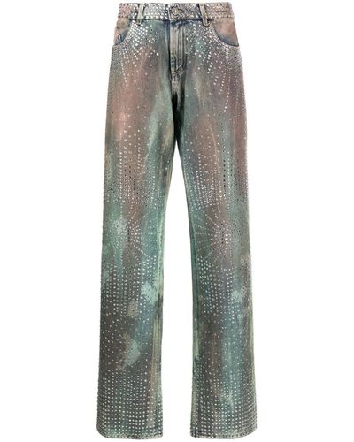 The Attico Panya Crystal Embellished Jeans - Grey