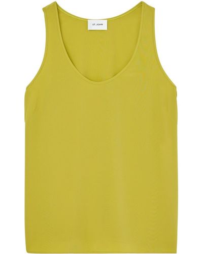 St. John Seiden-Trägershirt mit U-Ausschnitt - Gelb