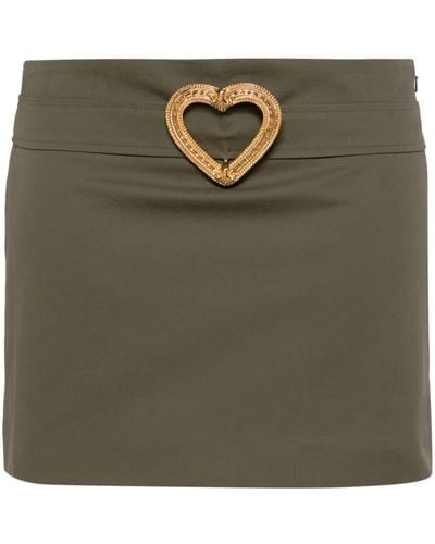 Moschino Heart-buckle Twill Miniskirt - Green