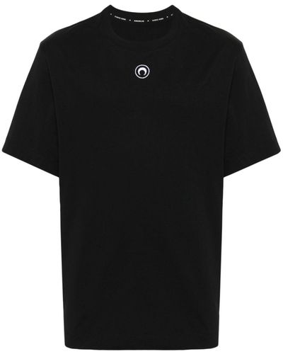 Marine Serre Crescent Moon-embroidered T-shirt - Black