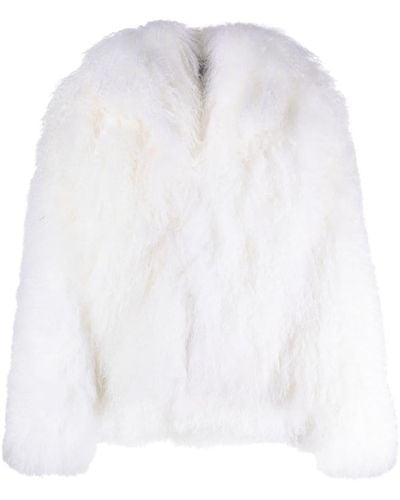 The Attico Jacke aus Faux Fur mit weiten Ärmeln - Weiß