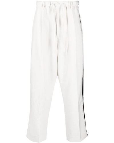 Y-3 Pantalon droit à rayures latérales - Blanc