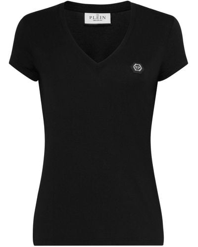 Philipp Plein Logo-appliquéd Cotton T-shirt - Black