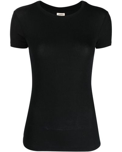 L'Agence Round-neck Short-sleeved Top - Black