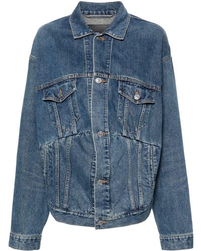 Balenciaga Jeansjacke mit Kontrasteinsätzen - Blau