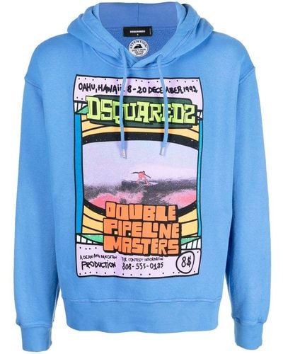 DSquared² Graphic Print Hoodie - Blue