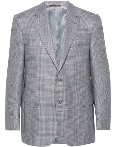 Canali Plaid-check Single-breasted Blazer - Grey