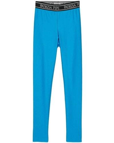 Patrizia Pepe Logo-waistband leggings - Blue