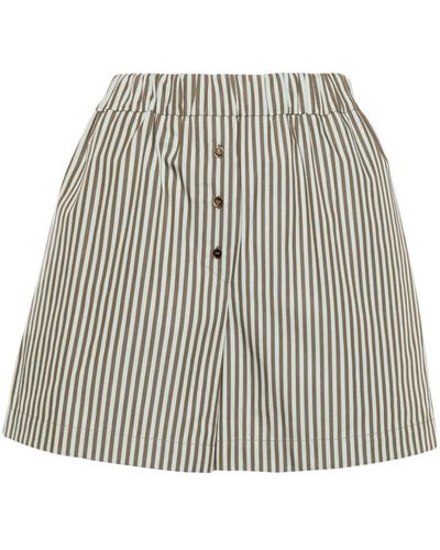 Claudie Pierlot High-waisted Striped Short Shorts - Green