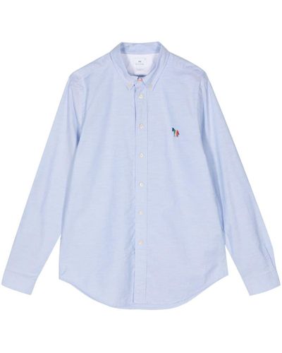 PS by Paul Smith Zebra-embroidered Organic Cotton Shirt - Blue