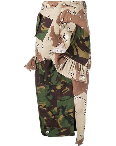 Preen By Thornton Bregazzi Patchwork Camouflage-print Pencil Skirt - Green