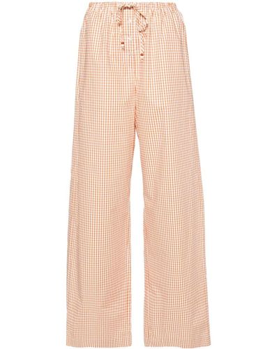 Forte Forte Grid-print Cotton Trousers - Natural