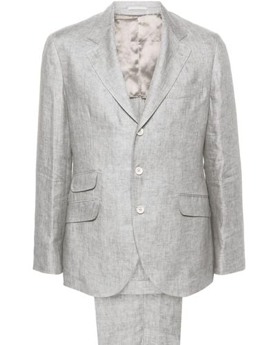 Brunello Cucinelli Single-breasted Linen Suit - Gray