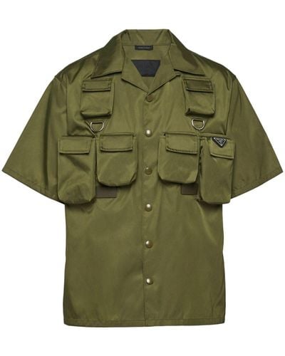 Prada Camisa Re-Nylon con solapa de muesca - Verde