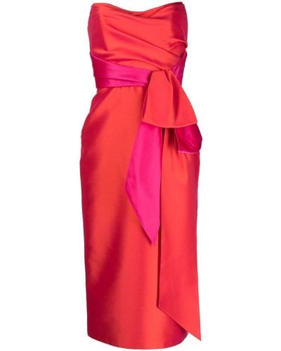 Amsale Strapless Bow-detail Midi Dress - Red