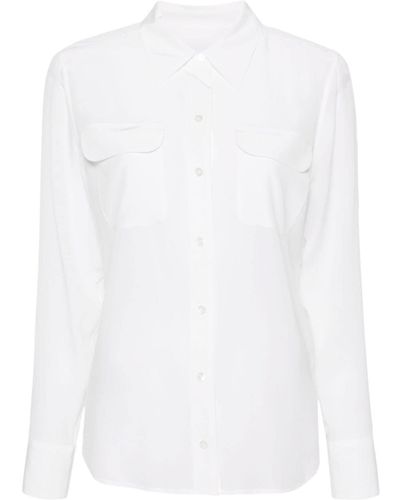 Equipment Long-sleeve Silk Shirt - White