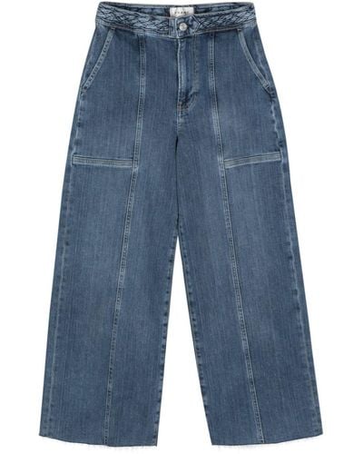 FRAME Braided-waistband Wide-leg Jeans - Blue