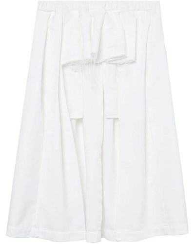 COMME DES GARÇON BLACK Ruffle-detail Pleated Midi Skirt - White