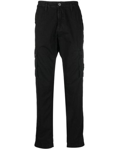 Stone Island Cargo Trousers With "old" Effect - Black