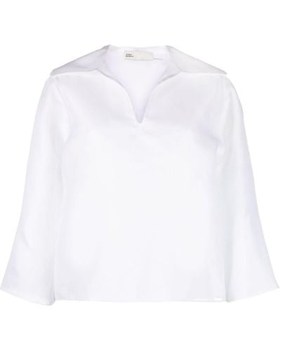 Tory Burch Seidenhemd mit Umlegekragen - Weiß