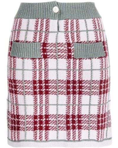 Barrie Knitted Check-print Mini Skirt - Red
