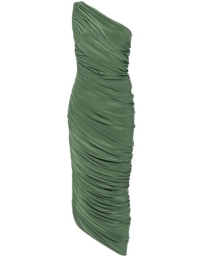 Norma Kamali Gathered One-shoulder Dress - Women's - Polyester/spandex/elastane - Green