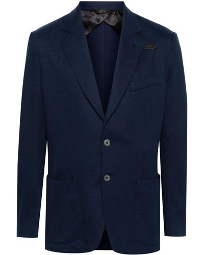 Brioni Gebreide Blazer Van Zijdeblend - Blauw