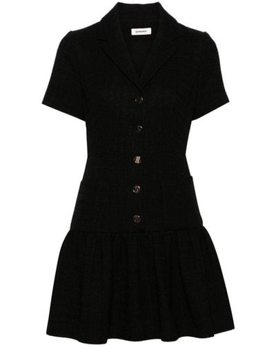 Sandro Peplum Tweed Minidress - Black