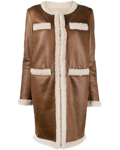 DSquared² Faux-shearling Collarless Coat - Bruin