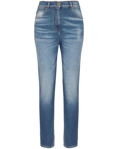 Balmain Jeans slim con placca logo - Blu