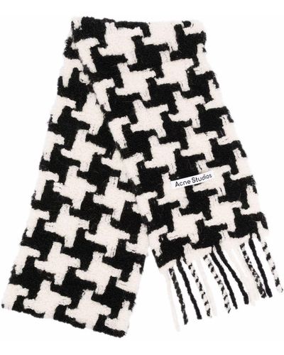 Acne Studios Houndstooth-pattern Knitted Scarf - White