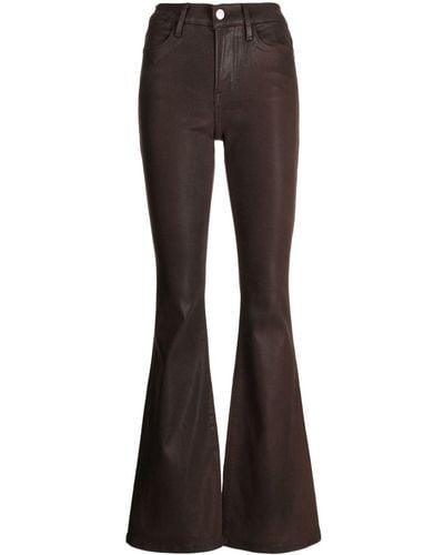 FRAME Wax-coated Flared Jeans - Brown