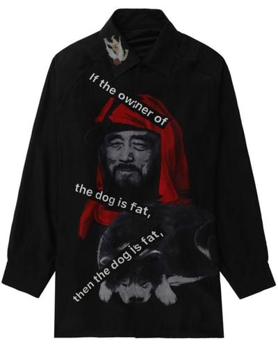 Yohji Yamamoto Zijden Overhemd - Zwart