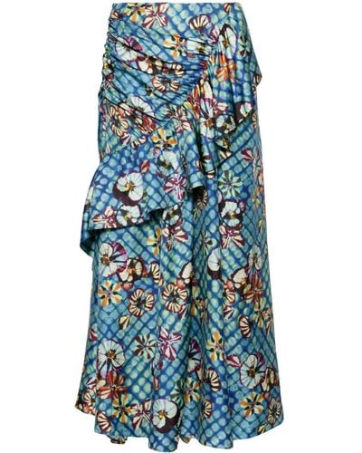 Ulla Johnson Bridget Floral-print Silk Skirt - Blue