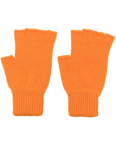 Pringle of Scotland Ribbed Fingerless Gloves - Orange
