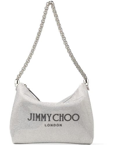Jimmy Choo Sac porté épaule Cleo à ornements en cristal - Gris