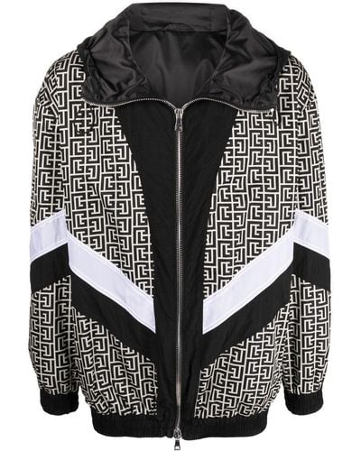 Balmain モノグラム ボンバージャケット - ブラック