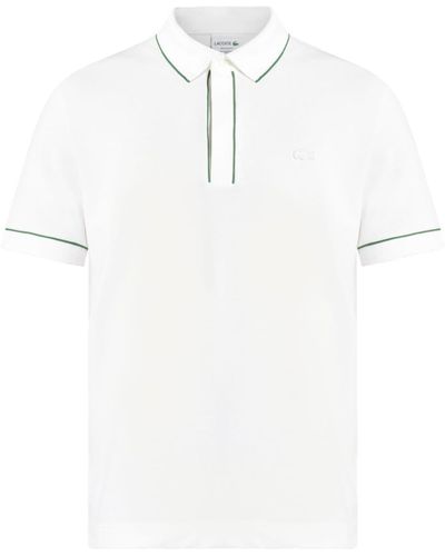 Lacoste Logo-embroidered Contrast-trim Polo Shirt - White