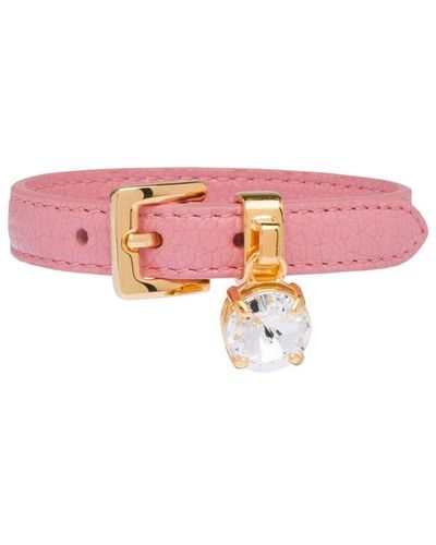 Miu Miu Crystal Charm Buckle Bracelet - Pink