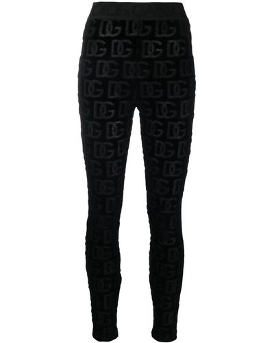 Dolce & Gabbana Logo-embroidered leggings - Black