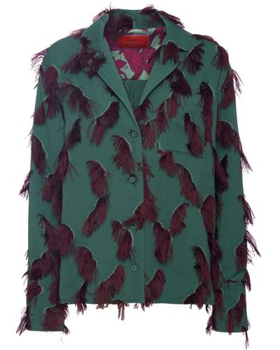 La DoubleJ Milano Feather-embellished Jacket - Green