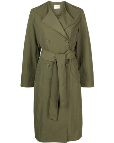 Claudie Pierlot Belted Crinkled Trenchcoat - Green