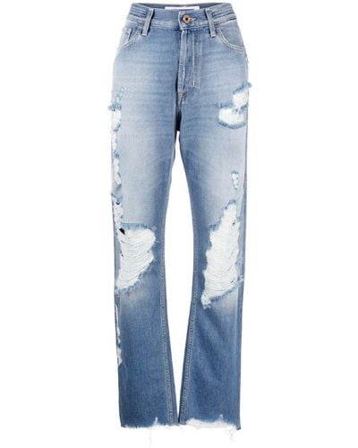 Jacob Cohen Jeans in Distressed-Optik - Blau