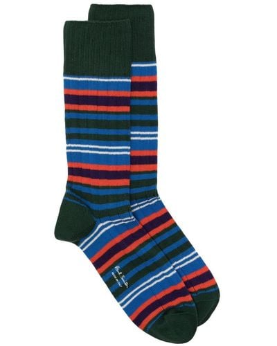 Paul Smith Striped Ankle Socks - Blue