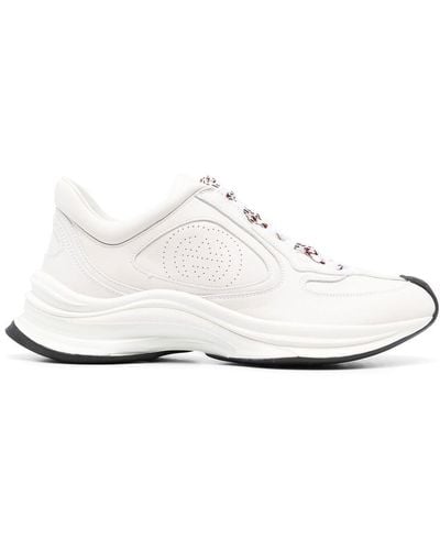 Gucci Perforated-logo Lace-up Sneakers - White