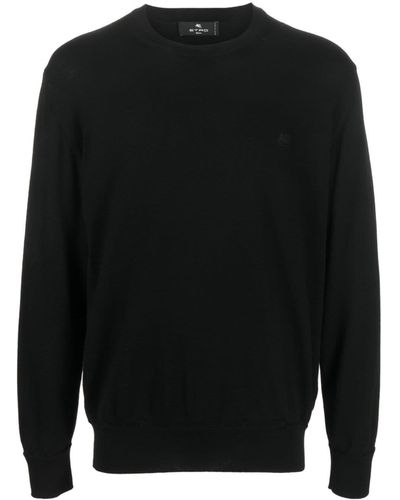 Etro Pegaso-embroidered Wool Sweater - Black