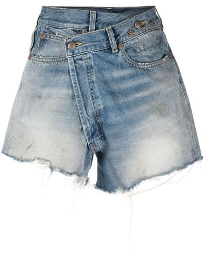 R13 Jeans-Shorts in Distressed-Optik - Blau