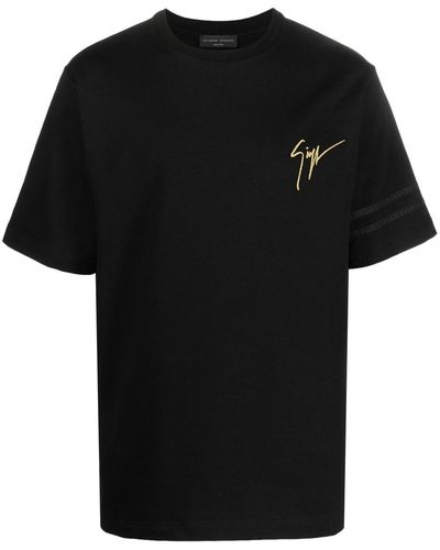Giuseppe Zanotti Embroidered-logo Short-sleeve T-shirt - Black
