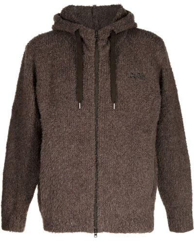 Comme des Garçons Logo-embroidery Hooded Jacket - Brown
